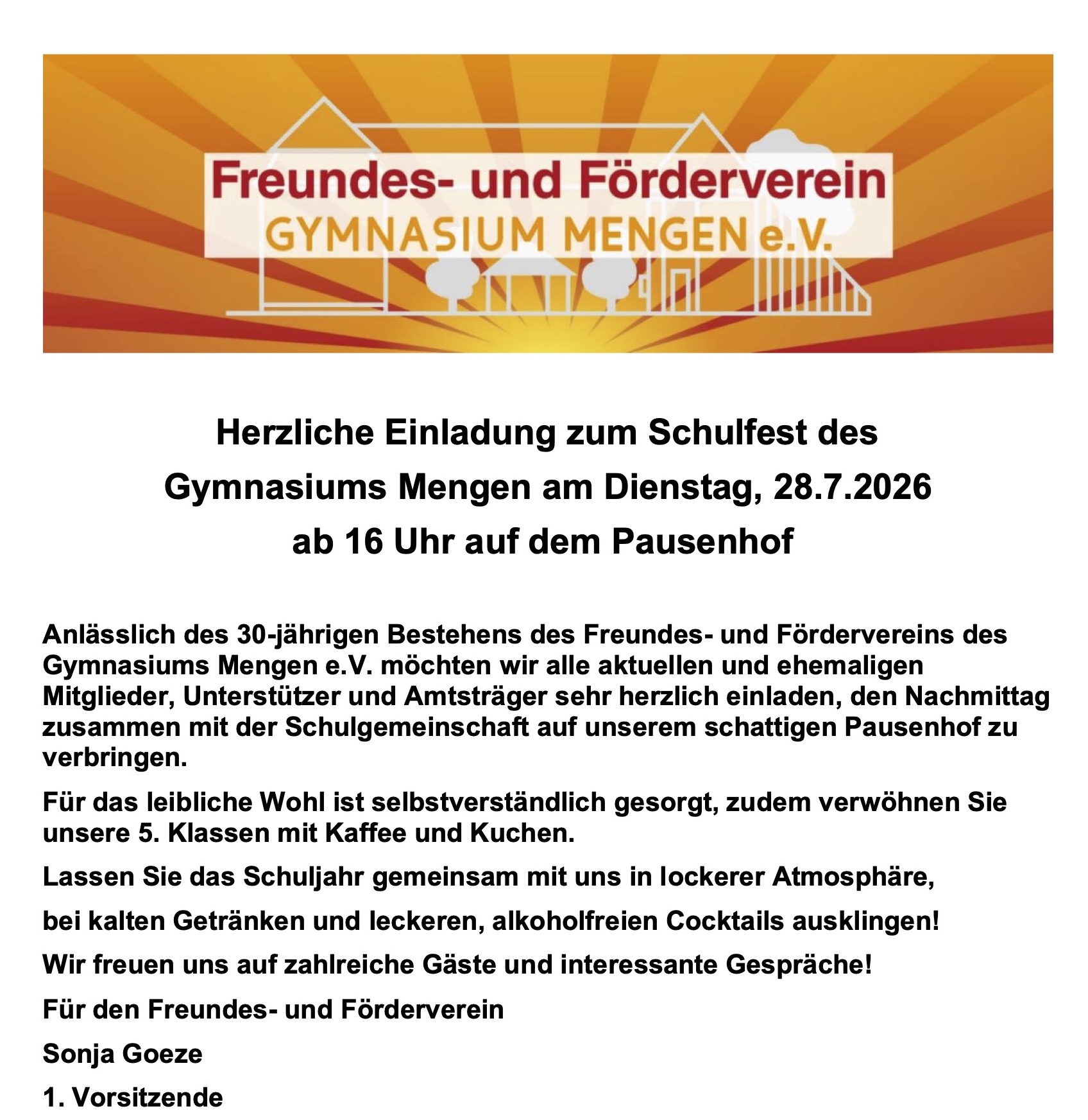 Einladung Schulfest 26